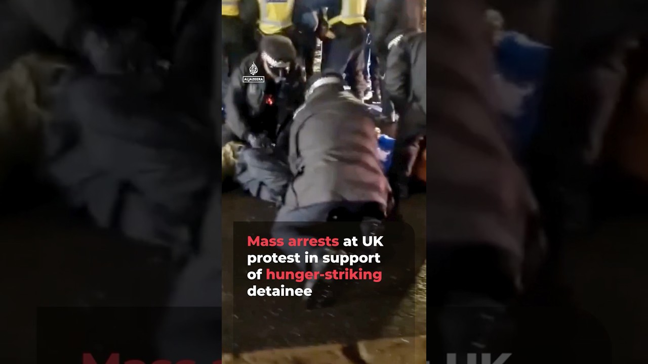 Mass arrests at UK protest in support of hunger-striking detainee | AJ #shorts