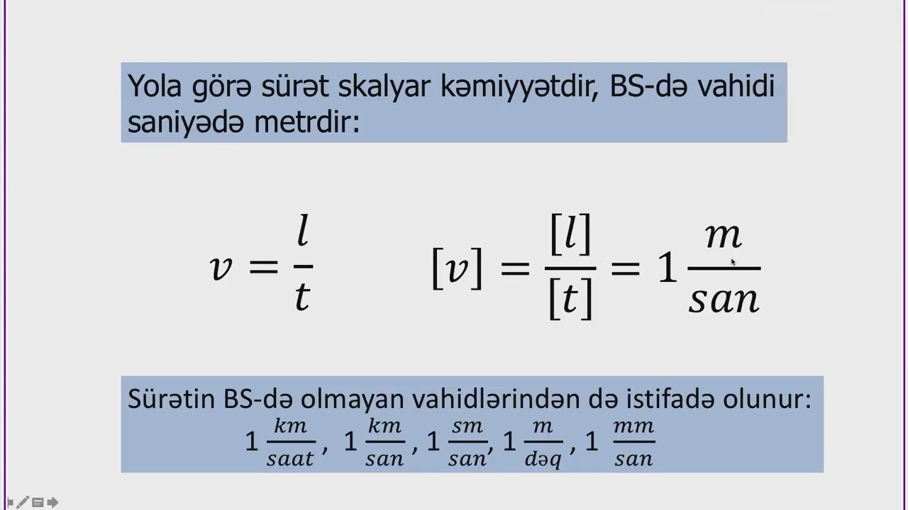 Rəqəmsal məktəb - Fizika VII sinif - Sürət