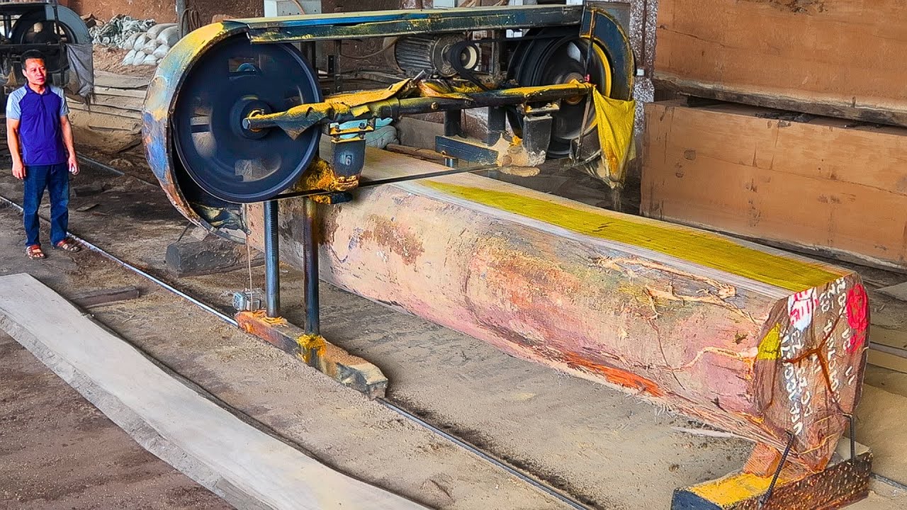 Extreme Wood Cutting Sawmill Machines, Ironwood Wood Giant 99 Year Old ...