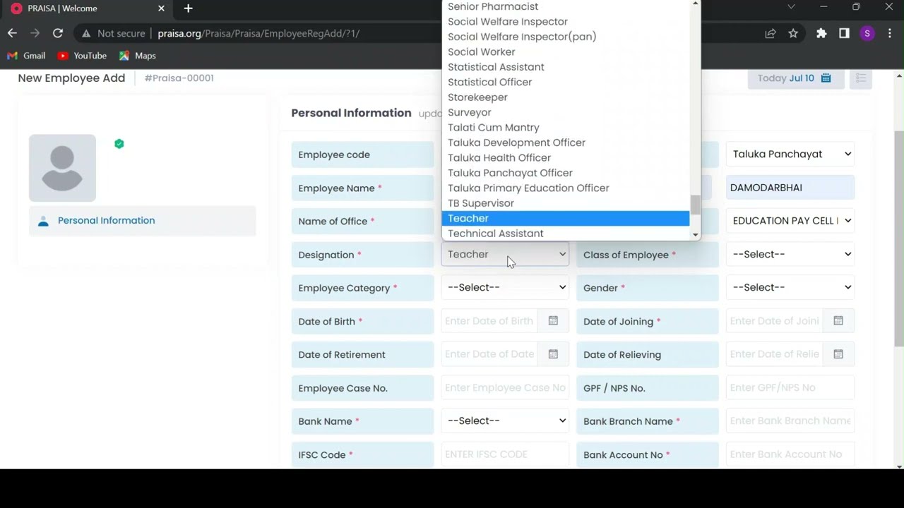 praisa, add teacher info, daskroi, praisa.org