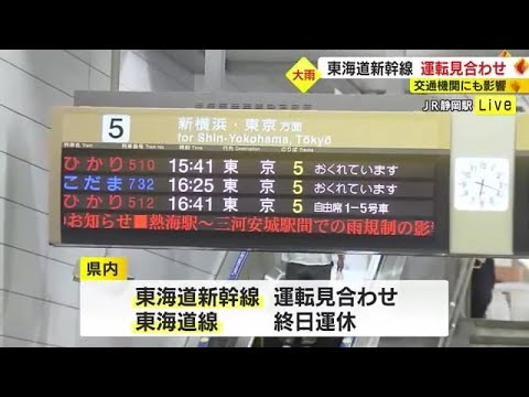 【交通機関に乱れ】新幹線は運転見合わせ・東海道線は運休　東名・新東名でも通行止め区間【記録的大雨】