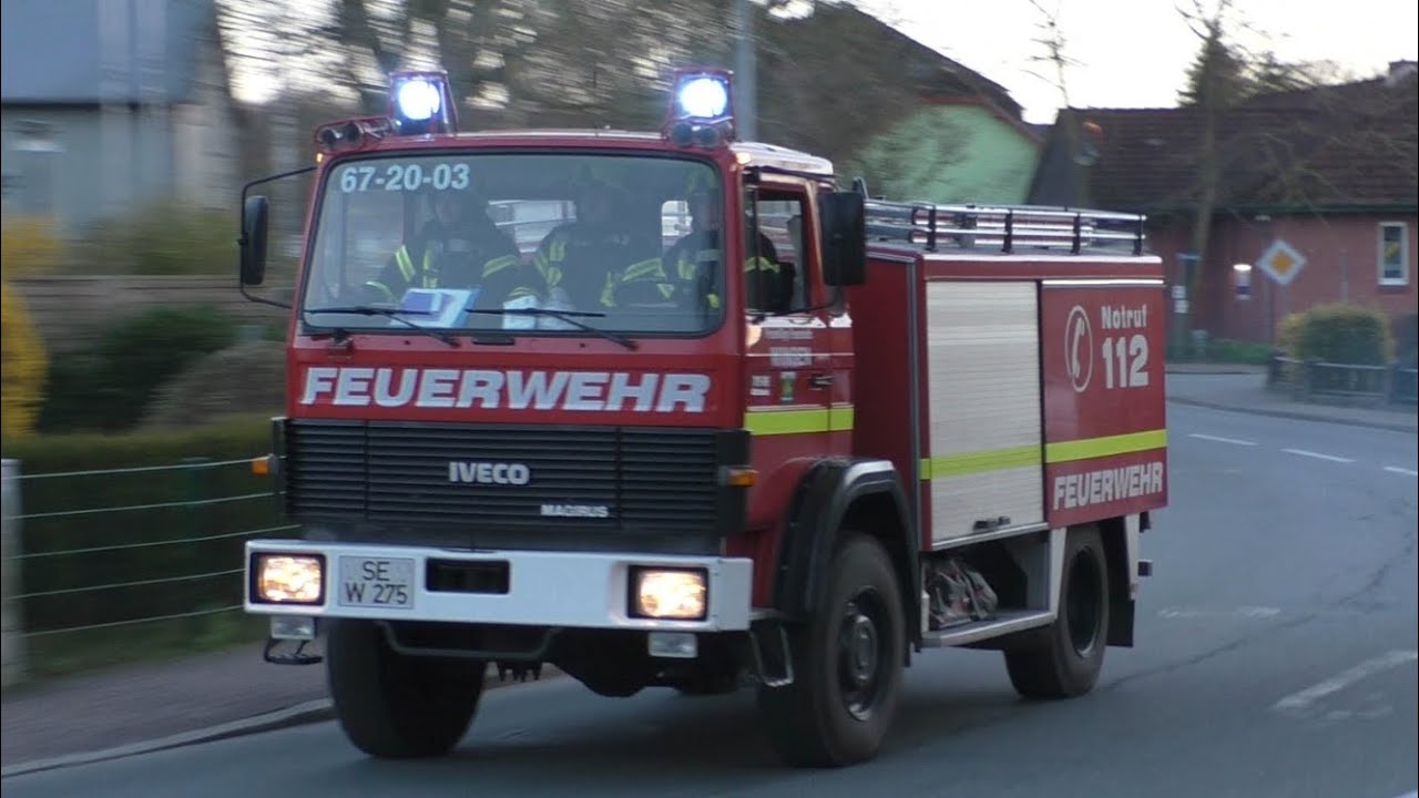 [Feuer in ehmaliger Werkstatt!] TSF + TLF 8/18 Freiwillige Feuerwehr Winsen Kreis Segeberg