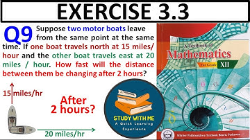 Exercise 3.3 Q9 class 12 Maths New KPK Book | Ex 3.3 Q No 9 Rate of change of displacement | FBISE