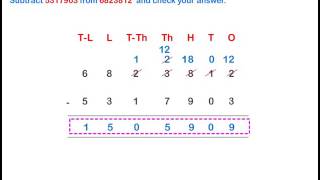Subtraction of 6 or 7 Digit Numbers