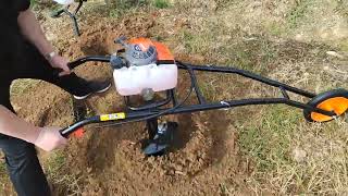 One Person Dig Holes Easily! Wheeled Trolley Earth Auger 63cc #earthauger # postholedigger #garden