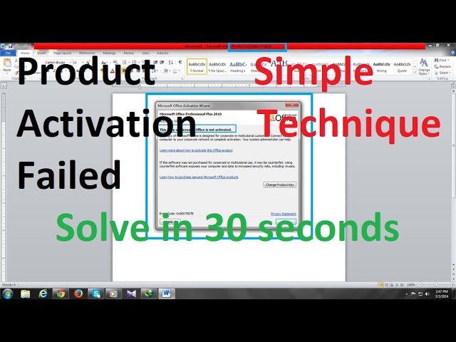 Product Activation Failed | MS Word, Excel Warning Message | Windows Not  Activated | Happy Learning - YouTube