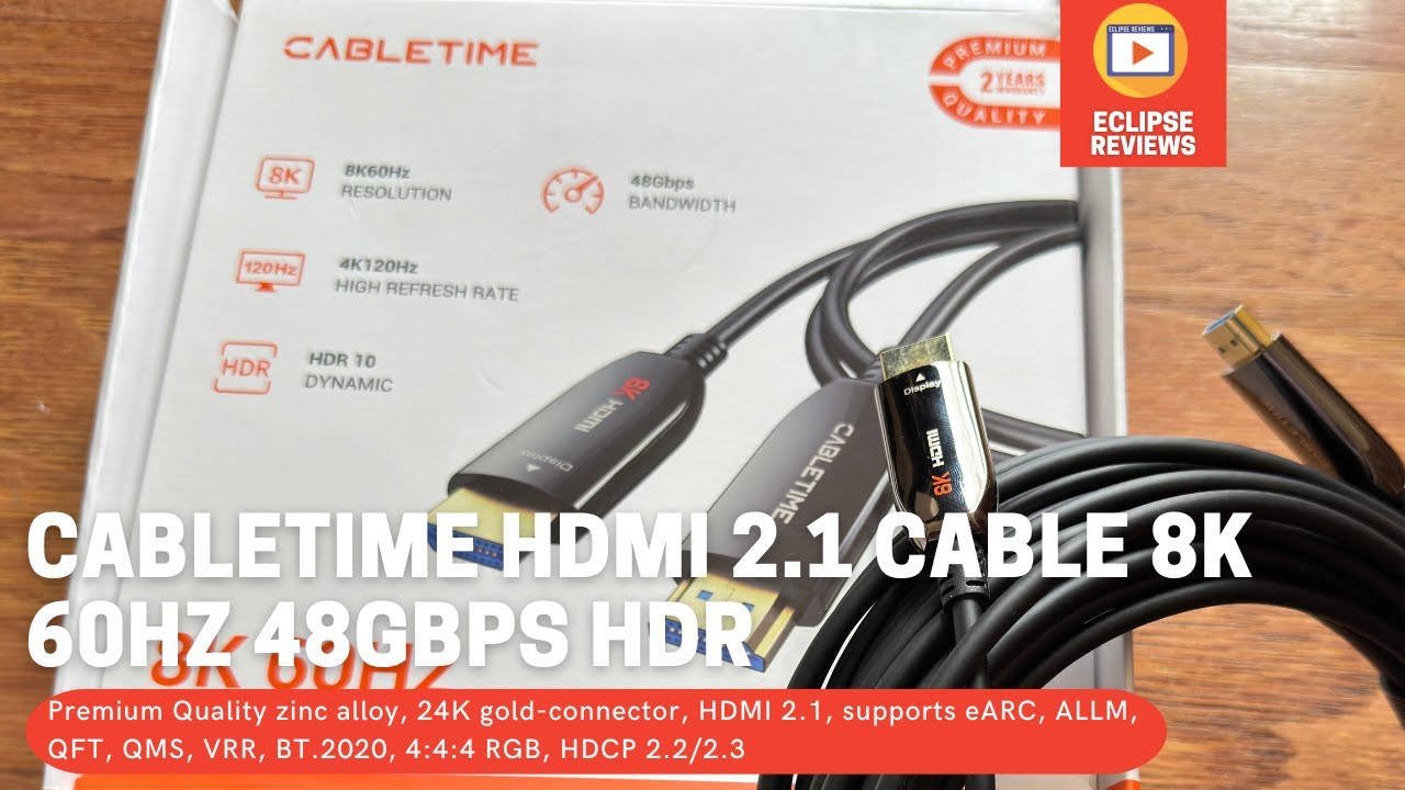 Cabletime Active Optical HDMI 2.1 Cable 8K 60Hz 48Gbps HDR - YouTube