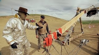 Adam and Jamie build a ginormous trebuchet without any bolts or screws. The only thing holding this baby together is good old 