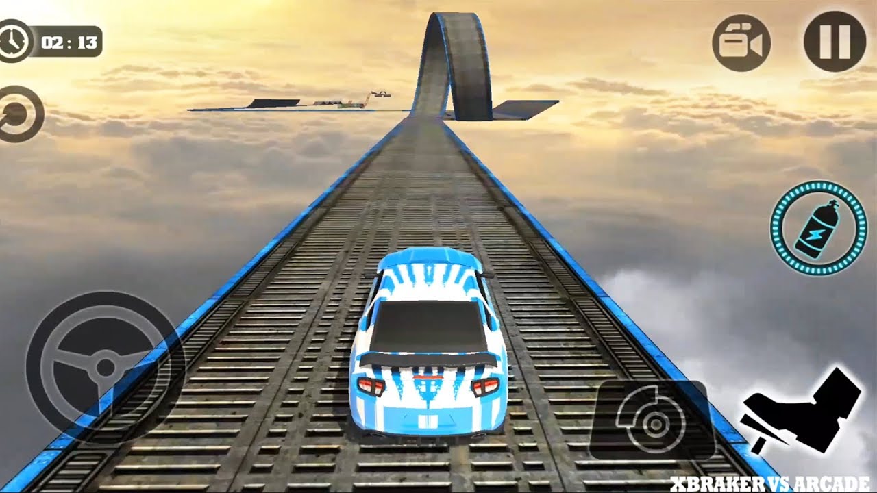 Extreme Impossible Stunt Car Tracks Master: Blue Car Driving Levels 1 to 8 - Android GamePlay 3D