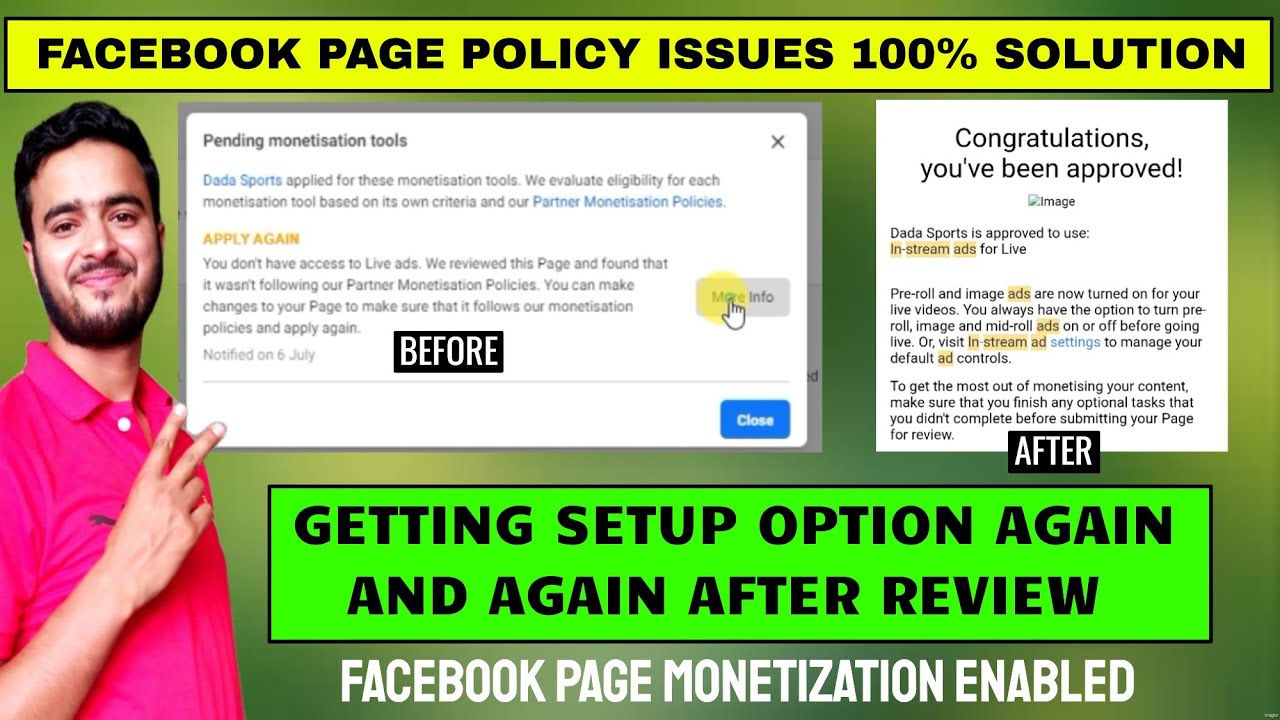Facebook page policy issues solution || Getting setup option again ...