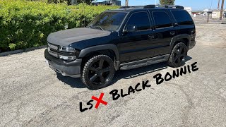 2005 TAHOE Z71  W/ HD HOOD SETTING ON  24 LTZ MURDERED OUT SHE WROTE #tahoe #z71 #lsswap