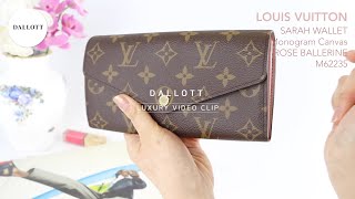 LOUIS VUITTON Monogram Sarah Wallet NM Rose Ballerine 1266700