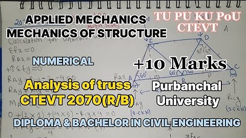 Analysis of truss numerical-4 Diploma/BE first Applied mechanics/Mechanics of structure#ctevt#tu#pu