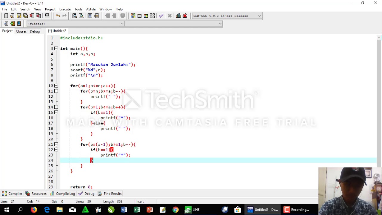 Tutor Membuat Diamond Bolong Dengan Dev C++ - Tugas Pemdas - YouTube