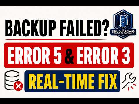 SQL Server Backup Failed?  Error 5 & Error 3 Explained | Real-Time Demo |