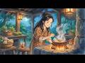 Traditional Moonlight Dinner in an Old Courtyard 🌙 | Ghibli Style ASMR Slow Living