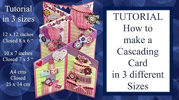 How to Tutorial Cascade card in 3 sizes using 12 x 12, A4, & 8.5 x 11 card making DIY cascading 3D