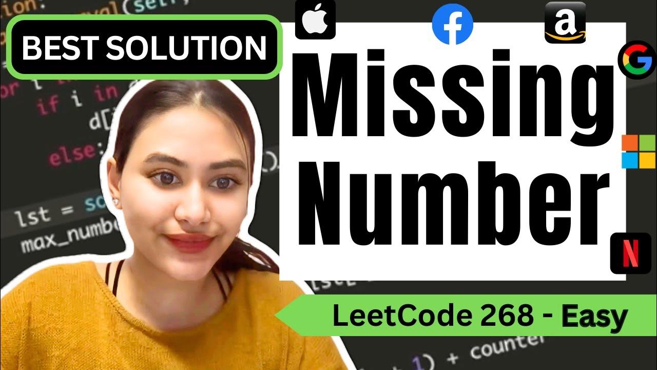 Missing Number - LeetCode 268 - Python [O(n) time and O(1) space] - YouTube
