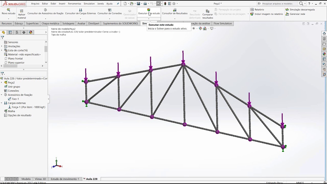 Aula 228  -  Treliça Metallica - Solidworks - Marcelo Pereira
