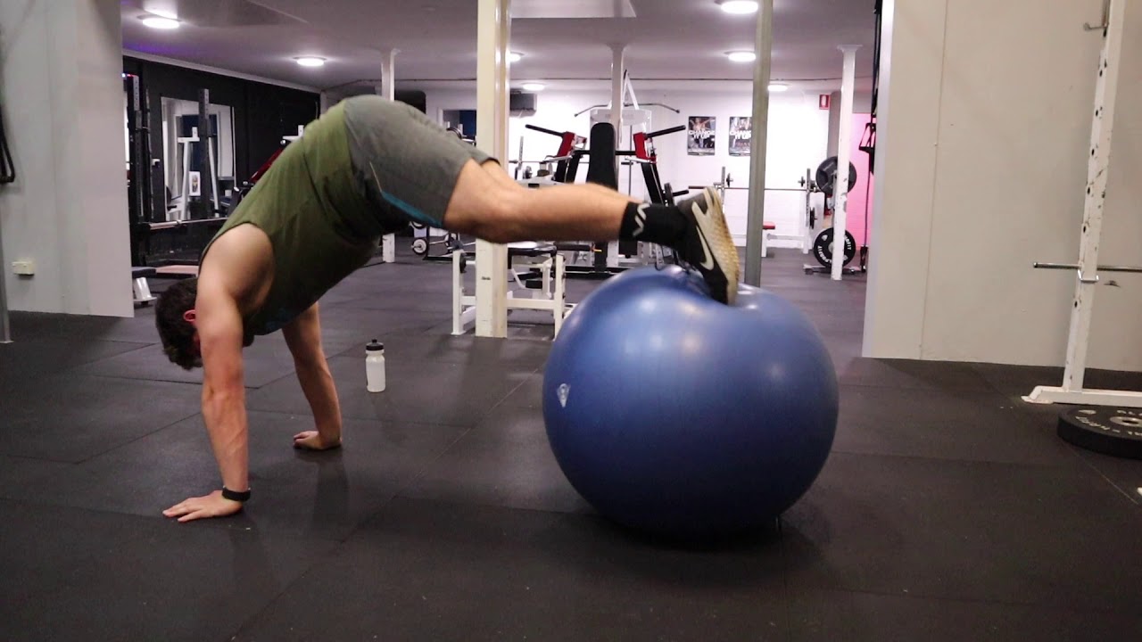 Swiss ball jack knife movement demo YouTube