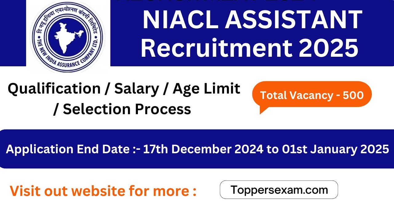 NIACL ASSISTANT Recruitment 2025 / Qualification / Salary / Age Limit / Selection Process