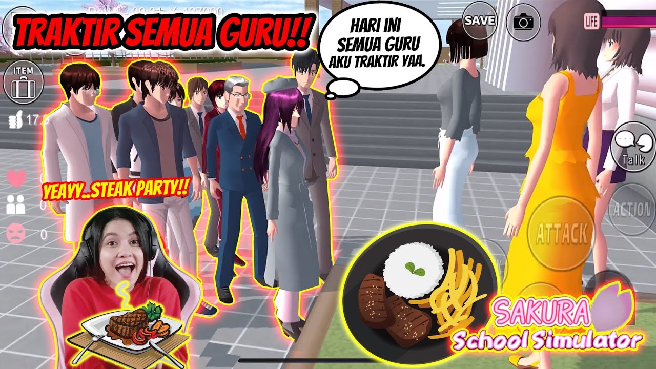 SAKURANI JADI KEPALA SEKOLAH  TRAKTIR SEMUA GURU MAKAN DI RESTORAN!! SAKURA SCHOOL SIMULATOR-Part 17
