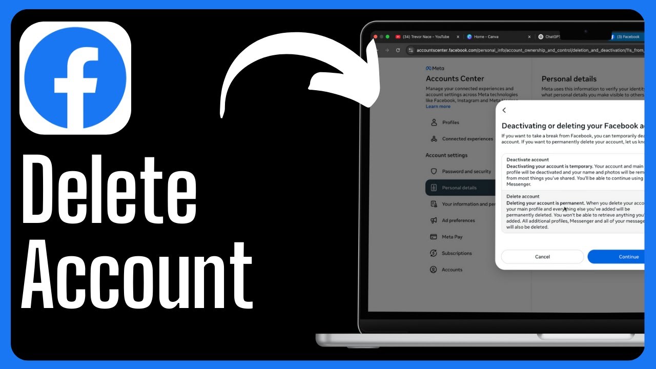 How to Permanently Delete Your Facebook Account on a Computer - YouTube