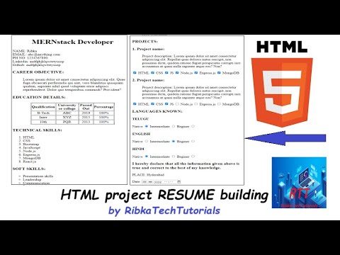 HTML Project1 RESUME building | Create a RESUME using HTML - YouTube