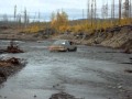 Driving through a river in Siberia