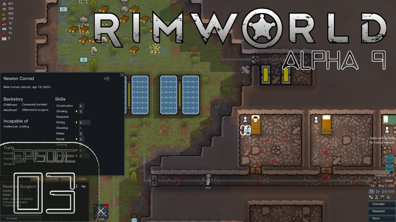 Rimworld Alpha 9 - Episode 3 - Newton and the Snowman