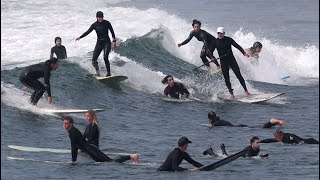 Crowded Malibu Surfing Raw Clips with Sound