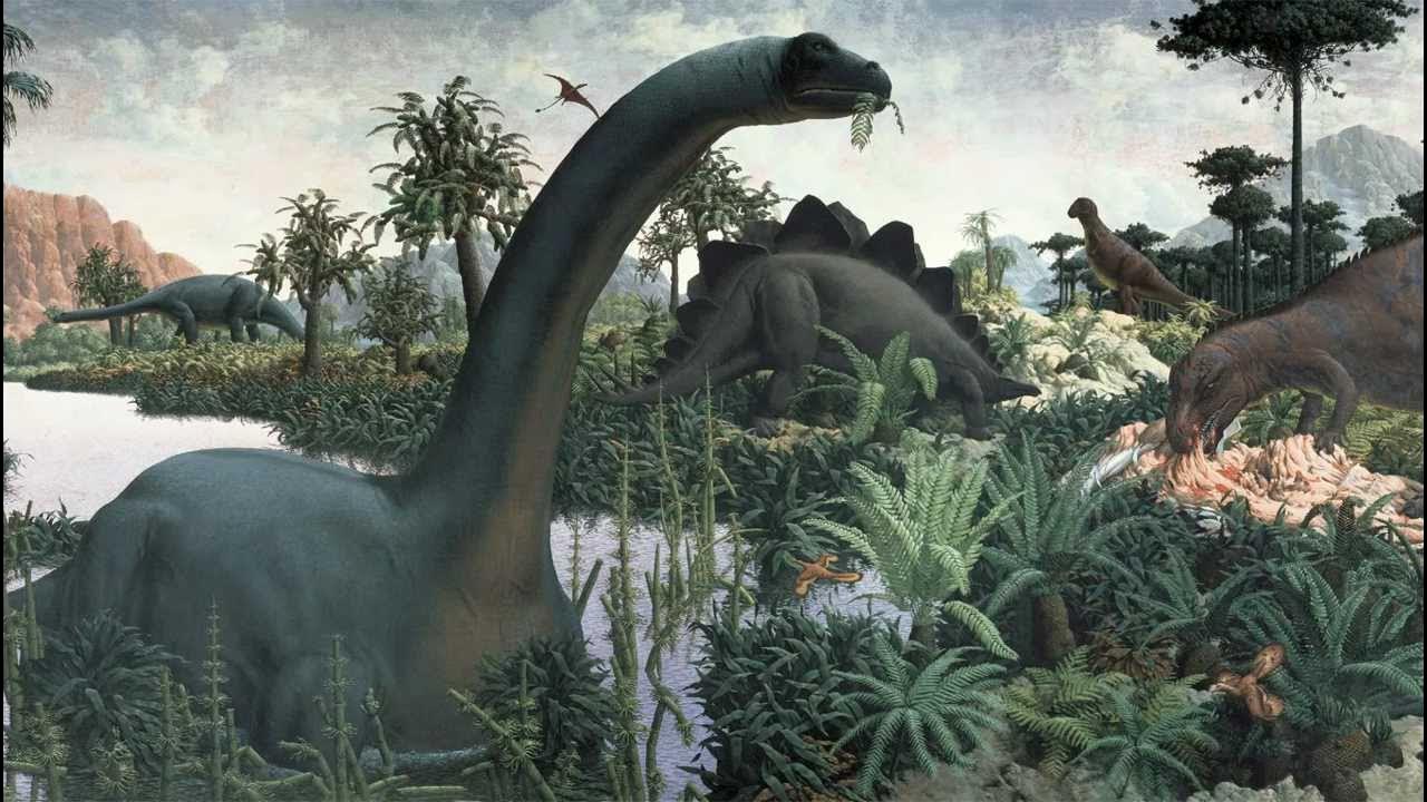 Древние времена динозавров. Rudolph Zallinger the age of Reptiles. Бронтозавр парк Юрского периода. Растительные динозавры.