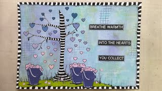 Mixed Media Art Journal Page - Breathe Warmth - Art Journaling