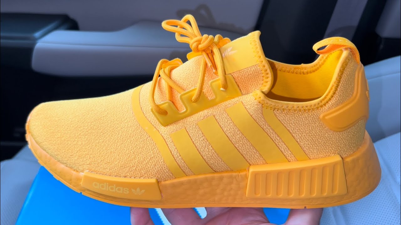 Adidas NMD R1 Collegiate Gold Running Shoes - YouTube
