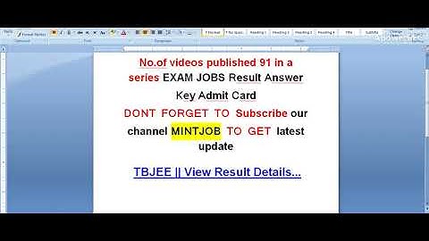 TBJEE || View Result Details