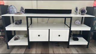 Modern Rustic Brown TV Stand with Shelves & Steel FrameHome & Kitchen
