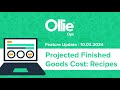 Projected Finished Goods Cost: Recipes