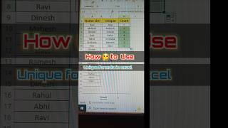 UNIQUE Formula in Excel | Excel  Interview Video | #excel #microsoftexcel #excel #exceltutorial