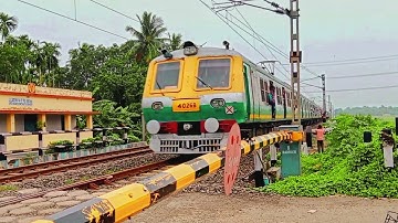 Newly Painted Highly Qualified Unique Aerodynamic Sea Green EMU Local Spotted At Busy Railgate