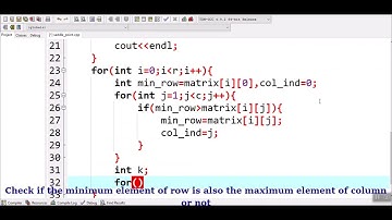How to find saddle point in a matrix in C++