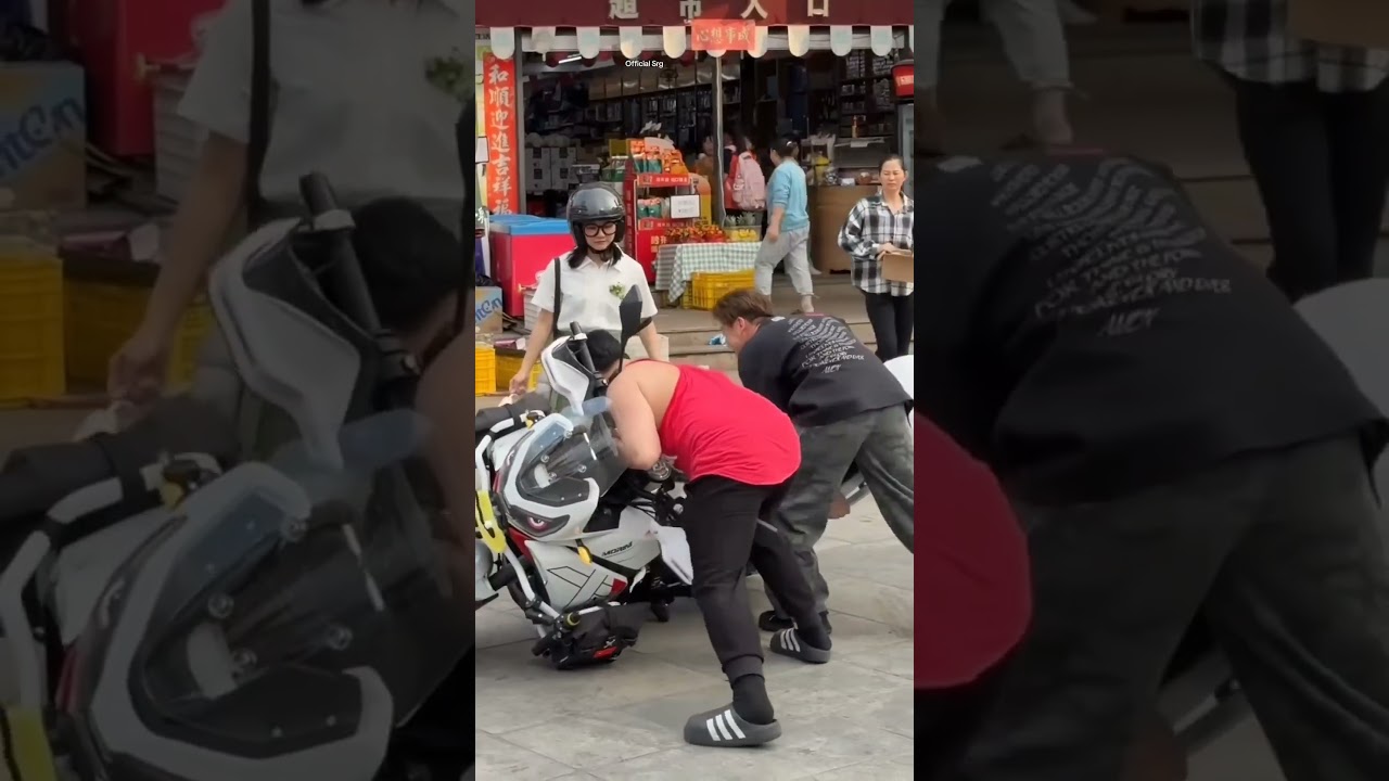 She Lifted a Super Heavy Bike All by Herself 😳🏍️💪😂✨ #shorts #viral