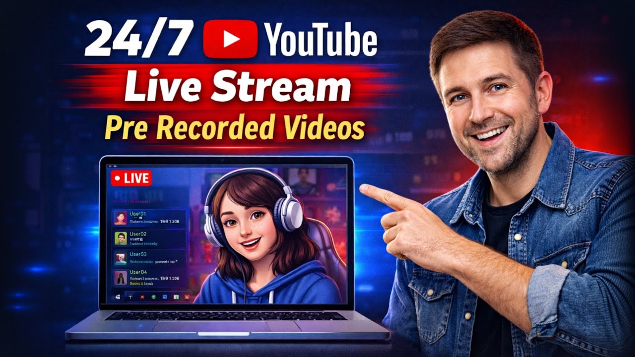 24/7 YouTube Live Stream Pre Recorded Videos