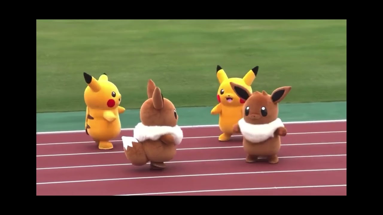 ピカチュウとイーブイのかけっこ Pikachu and Eevee Running - YouTube