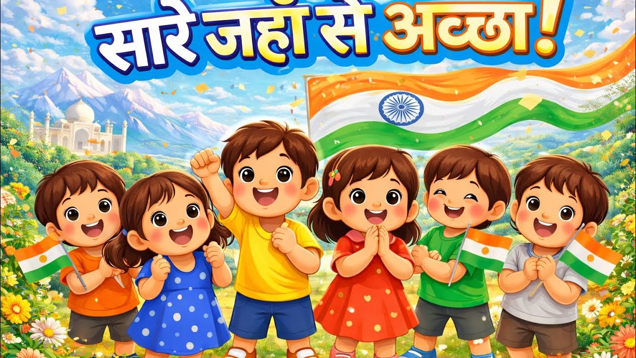 सारे जहाँ से अच्छा 🇮🇳 | Nursery Kids Patriotic Song | Indian Song for Children