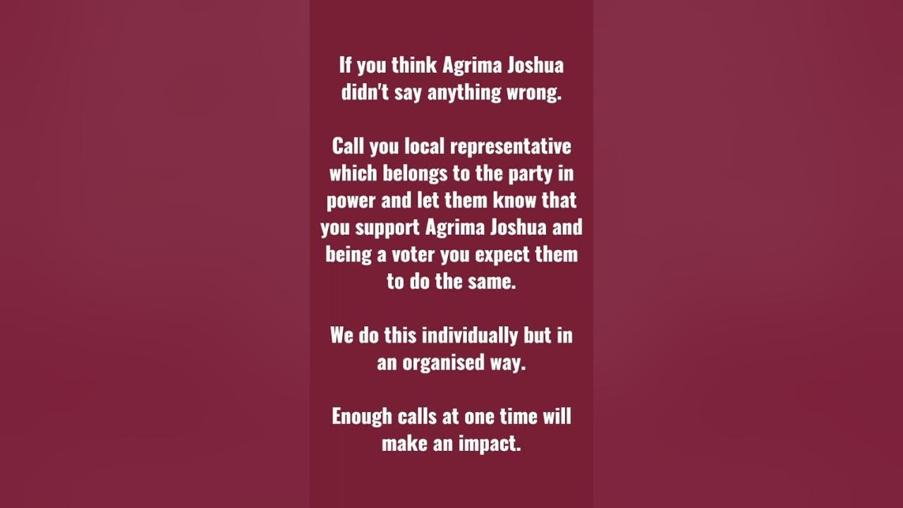 Stand up with Agrima Joshua. Call the member of Ruling Party & let them