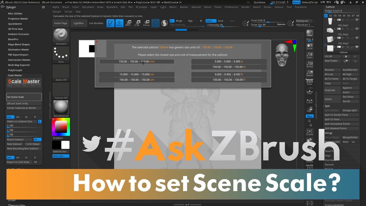setting scale in zbrush