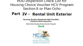 Section 8 HQS Checklist Video Part IV - Unit Exterior