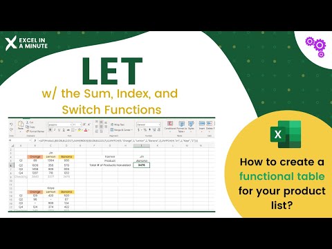 HOW TO USE LET WITH SUM INDEX AND SWITCH FUNCTION BY EXCEL IN A MINUTE