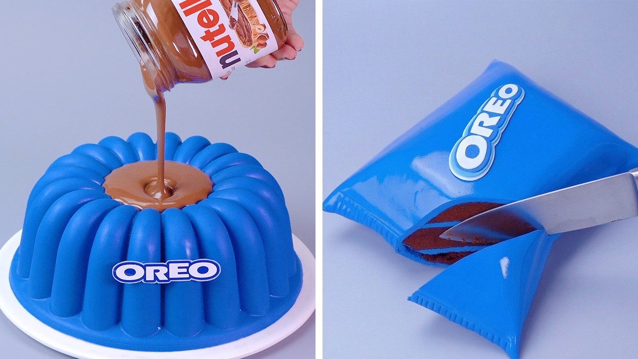 Oreo Raksasa 🍫 Most Satisfying Giant Oreo Nutella Chocolate Cake 💙 Cara Membuat Kue ...