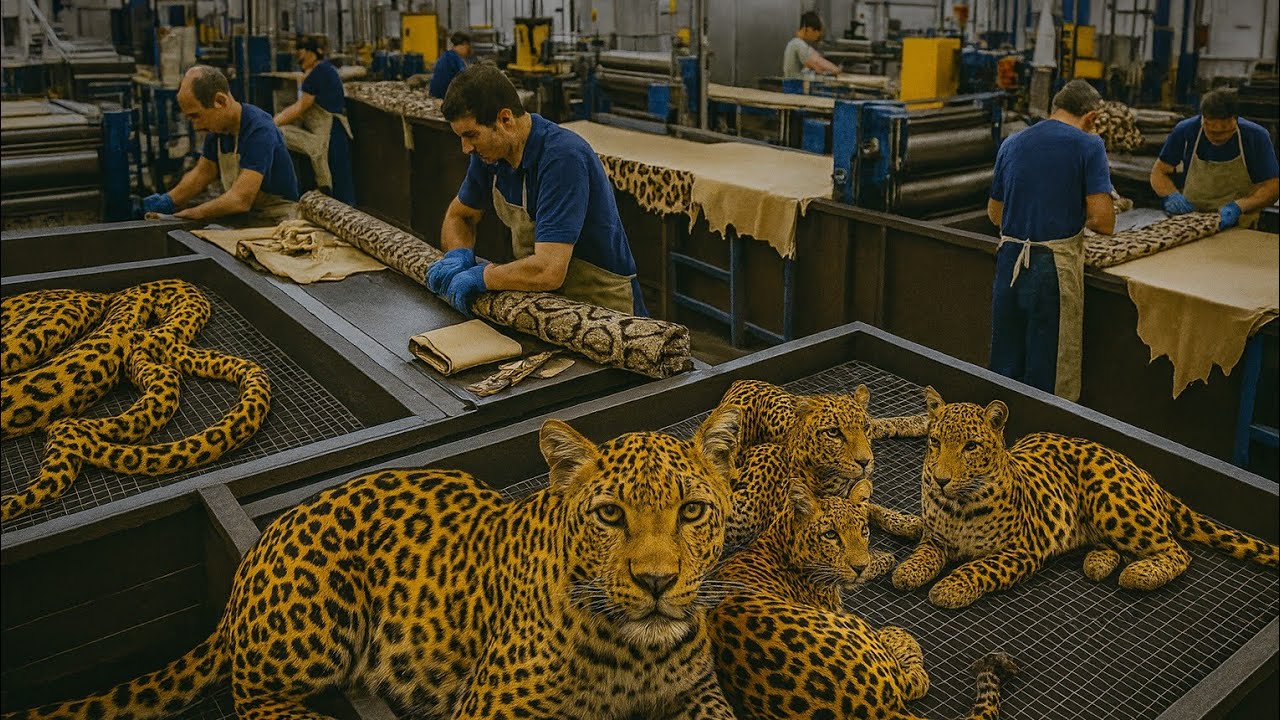 Inside Modern Leopard Leather Factory: From Raw Skin to High-End Fashion (Full Process)